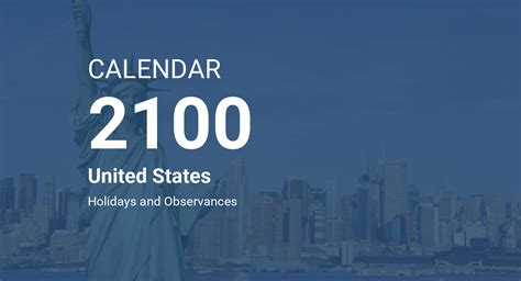 Year 2100 Calendar – United States