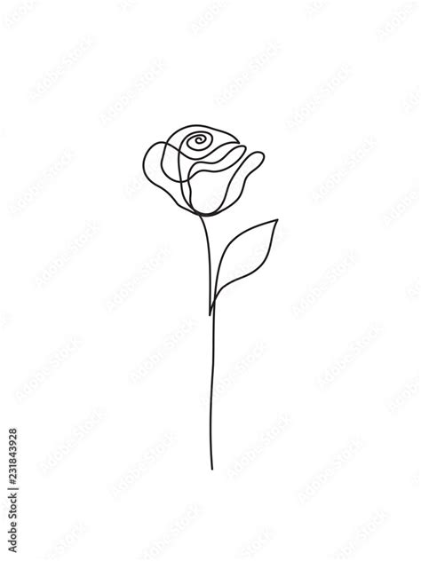 Abstract rose line drawing logo. Continuous line. Minimalist art. Stock ...