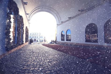 Christmas Decorated Winter City Lights Photo Background And Picture For ...