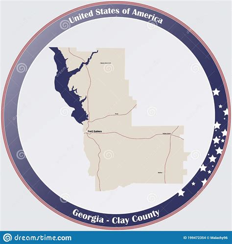 Map of Clay County in Georgia Stock Vector - Illustration of large ...