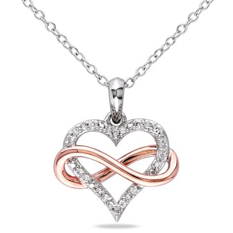 Diamore 0.10 CTTW Diamond Two-Tone Sterling Silver Heart Infinity ...