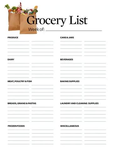 28 Free Printable Grocery List Templates - Kitty Baby Love