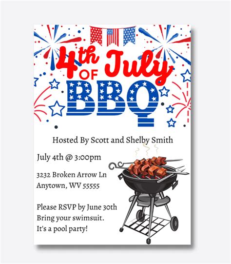 Free Printable 4th Of July Party Invitation Editable Template - Cassie Smallwood