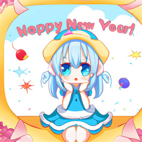 Cute Anime Girl Happy New Year Illustration · Creative Fabrica