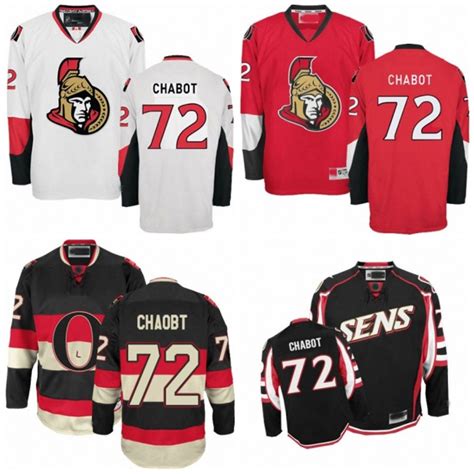 2018 Men'S Hockey Jerseys Ottawa Senators #72 Thomas Chabot Jersey Authentic Black White Red ...