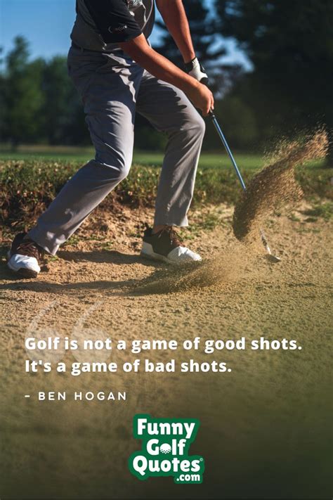 a man hitting a golf ball on the green with a quote from ben hogan