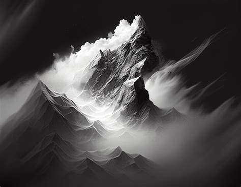 Black and white photo of a mountain generative ai | Premium AI ...