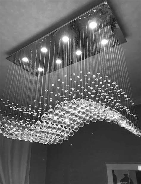 Raindrop Rectangular Wave Modern Crystal Chandelier Dining Light Fixture MC11830 | MNG Lighting ...