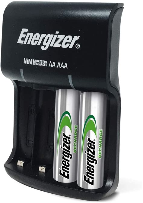 Energizer Recharge Basic Charger with 2 AA NiMH Rechargeable Batteries ...