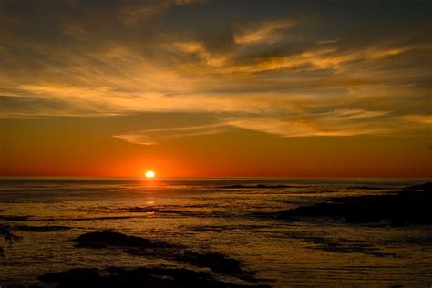 Sunset over the Pacific Ocean in Uclulet, British Columbia