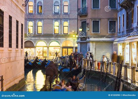 Traditional Gondola Ride at Night in Venice Stock Photo - Image of historical, night: 8183098