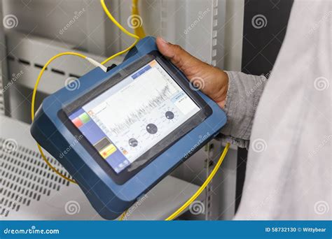 Fiber optic cable testing stock photo. Image of connectivity - 58732130