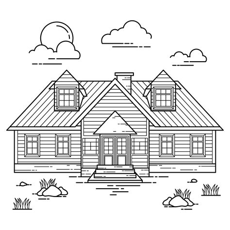 House Building Outline Design for Drawing Book Style twelve 3221418 ...