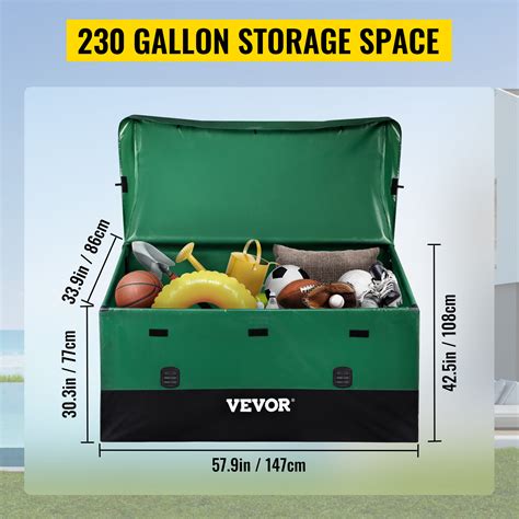 VEVOR Outdoor Storage Box Patio Deck Box 230 Gallon Waterproof PE Tarpaulin | VEVOR US