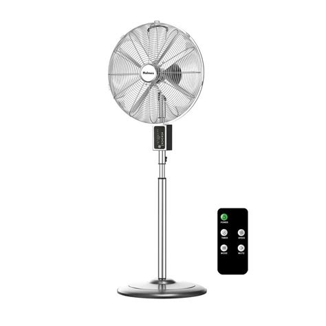 Holmes Adjustable Height 16 in. Oscillating Chrome 3 Speed Digital Stand Fan with Remote Control ...