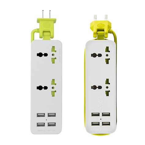 Portable Travel Power Strip Surge Protector with 4 Smart USB Ports ...