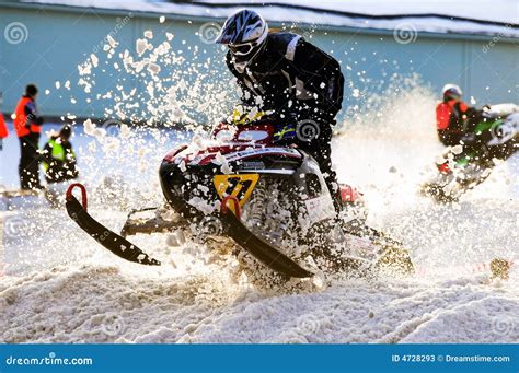 Snowmobile racing editorial stock photo. Image of motor - 4728293