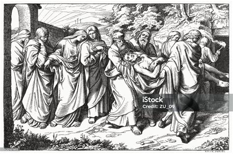 The Burial Of Jesus Wood Engraving Published In 1894 Stock Illustration ...