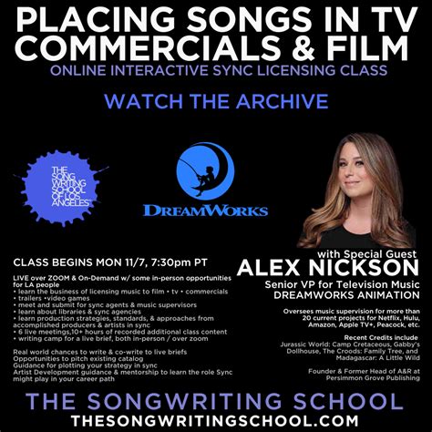 FEATURED CLASSES / NEXT TO START - The Songwriting School of Los Angeles