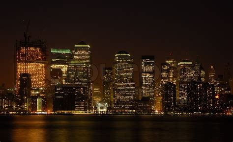 Manhattan Skyline at Night, photographed from New Jersey | Stock Photo ...