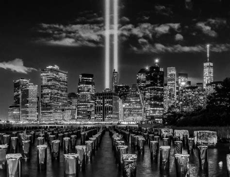 9/11 Tribute Lights - Bw Photograph by Nick Zelinsky