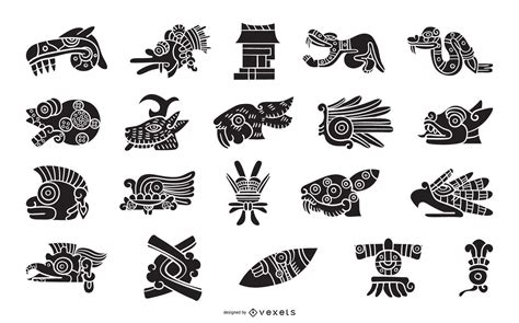 Aztec Elements Silhouette Set Vector Download