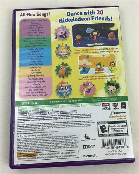 Nickelodeon Dance 2 Xbox 360 Kids Kinect Game Dora Nick Jr Family Fun ...