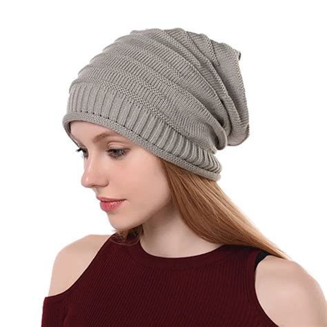 Womens Winter Knit Slouchy Beanie Baggy Warm Soft Chunky Stripe Hat Caps winter hats for women ...