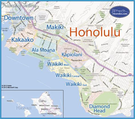 Urban Honolulu Map Tourist Attractions - TravelsFinders.Com