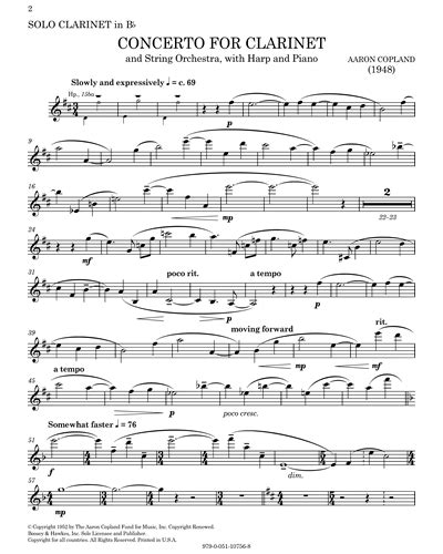 Clarinet Concerto [Original Version] Sheet Music by Aaron Copland ...