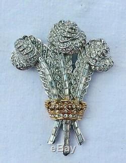 Large Vintage Rhinestone'Prince of Wales' White Feathers Brooch Attwood ...