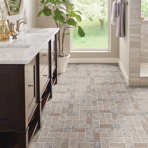 Brick Modular Gray Vinyl Tile | Vinyl sheet flooring, Bathroom vinyl ...