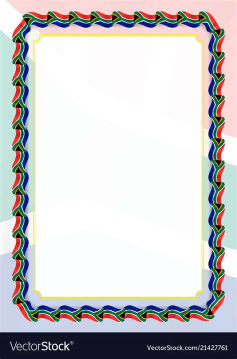 Frame and border of ribbon with south africa flag Vector Image