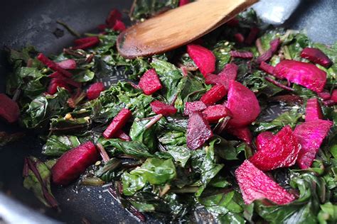 Beetroot leaves stir-fry. Only 3 ingredients. Delicious