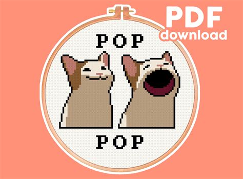 Pop Cat Mouth Open Popping Cat Meme Funny Modern | Etsy