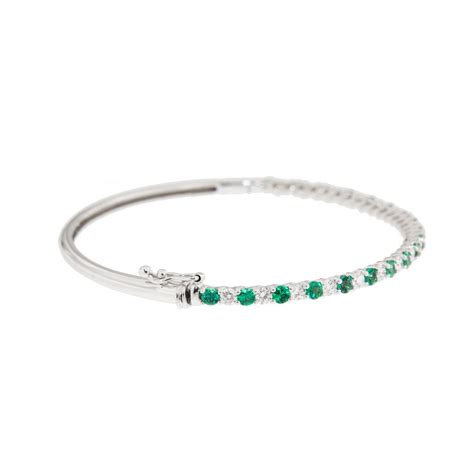 Emerald & Diamond Bangle Bracelet - Emeralds International LLC.