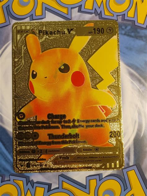 Mavin | Pokémon Pikachu V Gold Metal Card