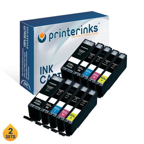 2 Sets of 5 Compatible Ink Cartridges Replace Canon Pixma Printers PGI-550PGBKXL/CLI-551BK/C/M ...