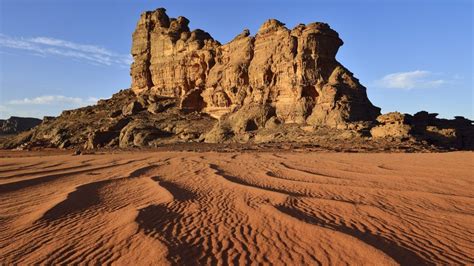 Rocks and dunes at the cirque, Tassili Tadrart, Tassili n'Ajjer ...