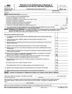 Sample Of Completed Form 982 For Insolvency - Fill Online, Printable, Fillable, Blank | pdfFiller