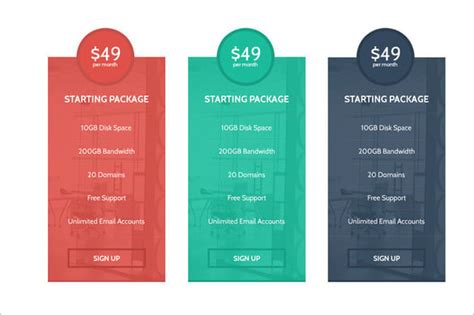 11+ Awesome PSD Pricing Table Templates