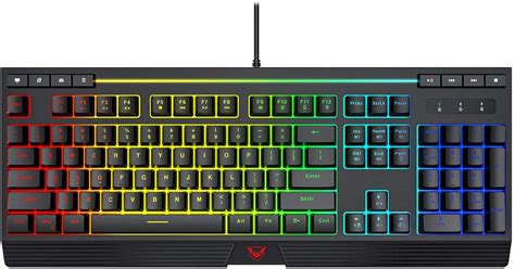 PICTEK RGB Gaming Keyboard, 8 Individual Multimedia Keys, Wired Adjustable Backlight Keyboard ...