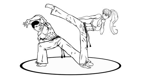 Desenho de Menina jogando capoeira para colorir - Tudodesenhos