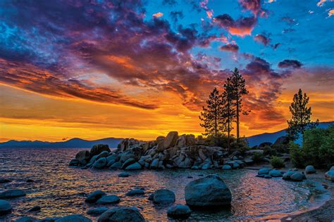 Sunset Sand Harbor Beach Lake Tahoe Wallpapers - Wallpaper Cave