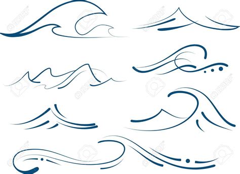 Set Of Different Simple Stylized Pinstripe Ocean Waves Royalty ... Mini Tattoos, Cute Tattoos ...