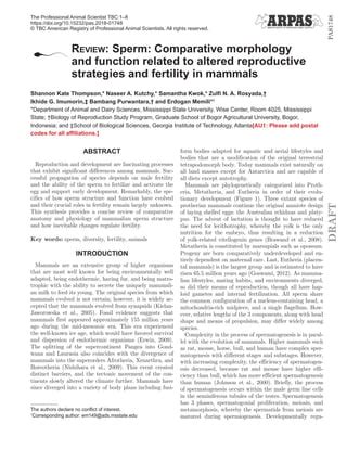 Review Sperm Comparative Morphology and Function Related to Altered ...