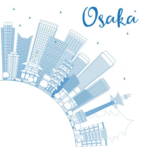 Outline Osaka Skyline with Blue Buildings and Copy Space. 10362326 Vector Art at Vecteezy