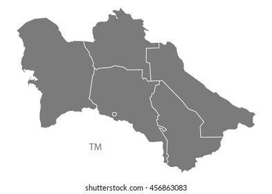 Turkmenistan Provinces Map Grey Stock Vector (Royalty Free) 456863083 | Shutterstock