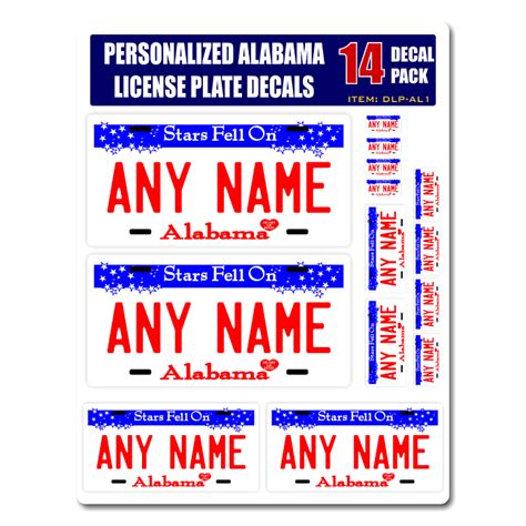 Personalized Alabama License Plate Decals - Stickers Version 1