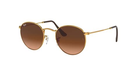 Ray-Ban RB3447 Round Metal Light Bronze Sunglasses | Glasses.com® | Free Shipping